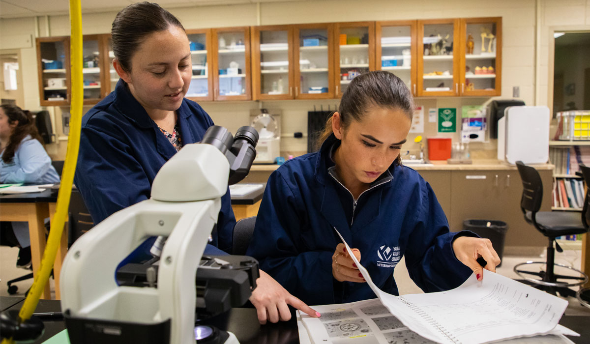 STEM student gets assistance from an intructor during class.