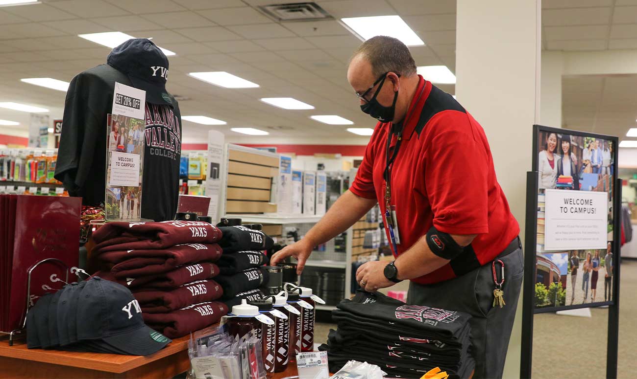 Man in bookstore