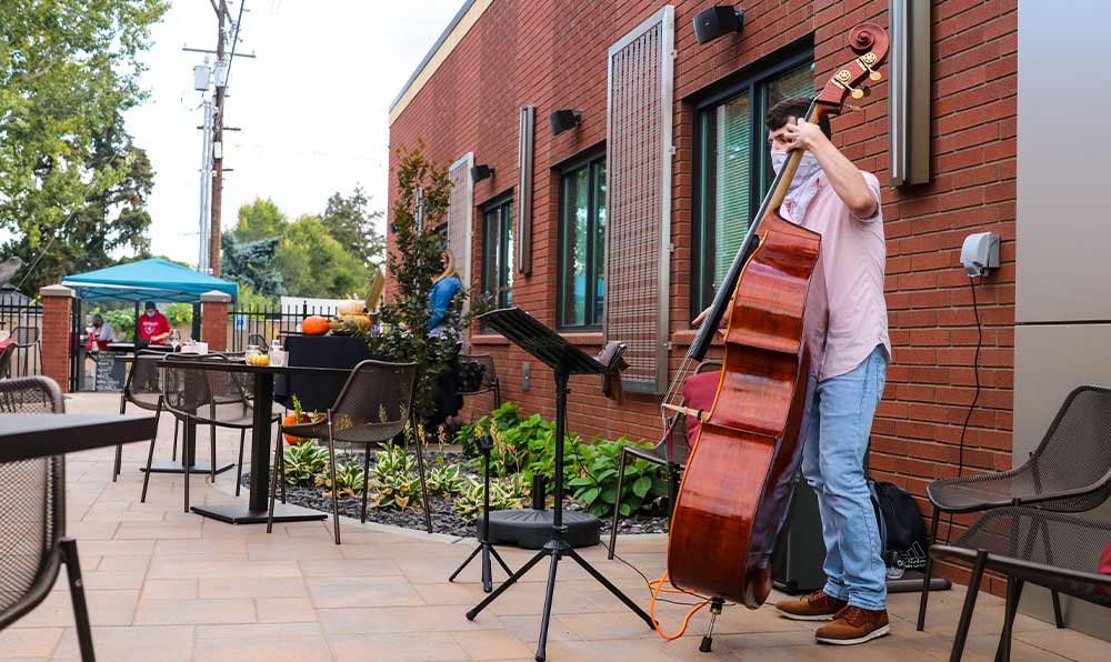 Man playing bass guitar