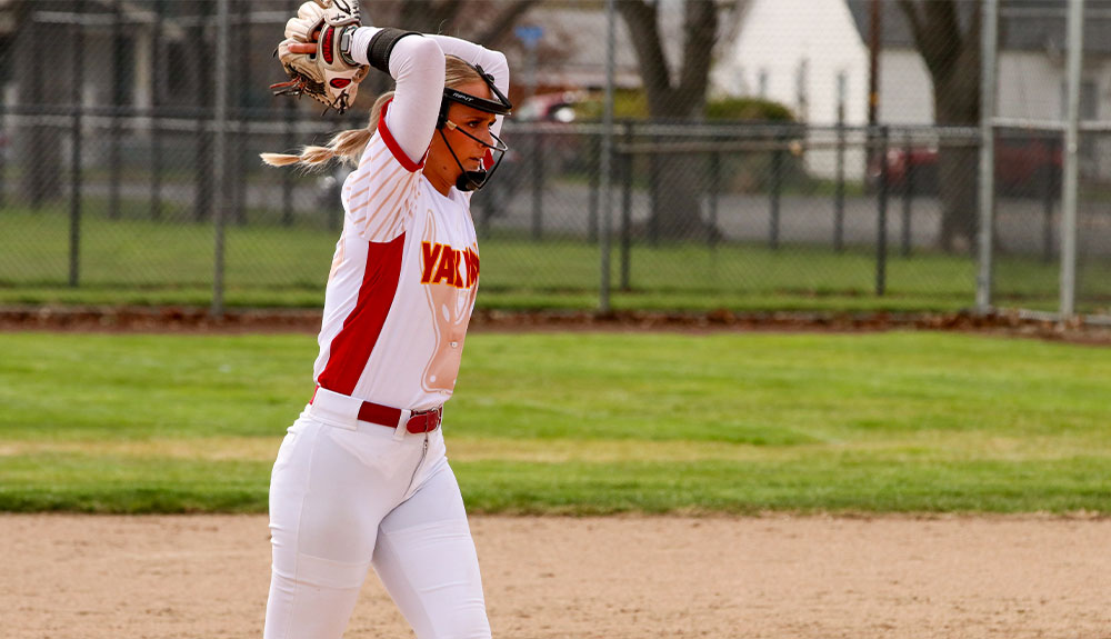 Softball pitcher winds up