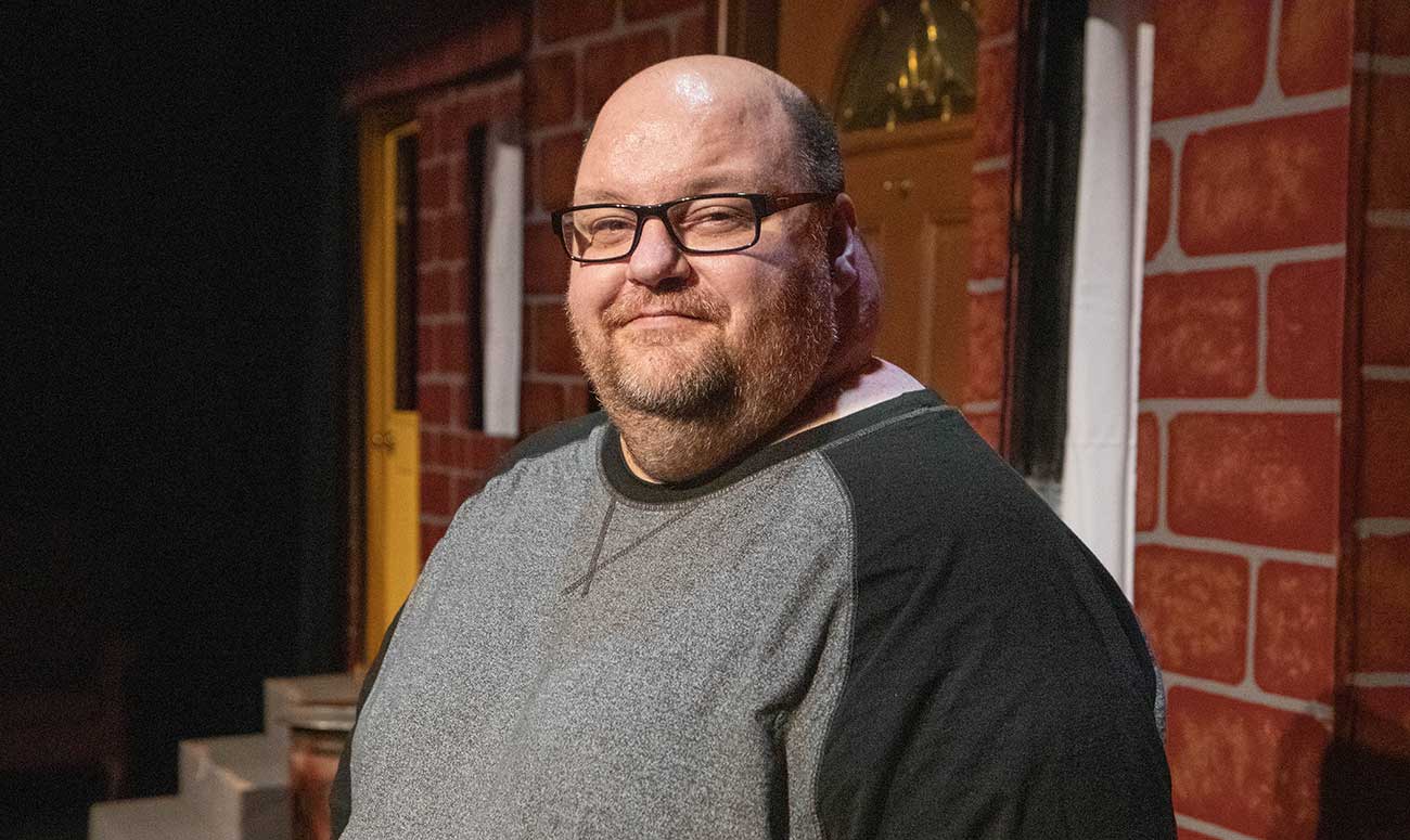 Ray Pritchard on the set of Avenue Q