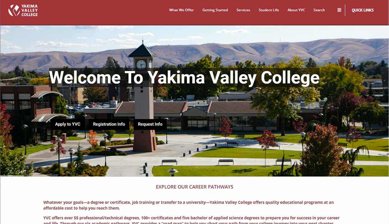 Yakima Valley College homepage