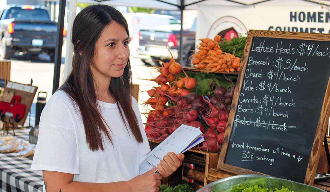 Student gathers research for research project