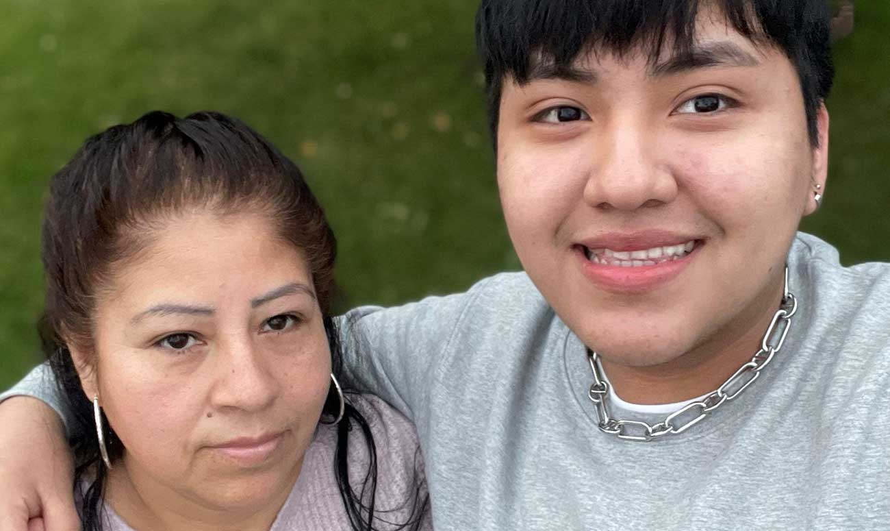 Gilbert Solano and his mother