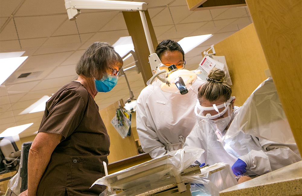 Dental hygiene students in clinic