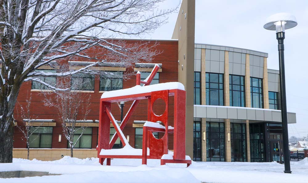 Palmer Martin Hall and sculpture