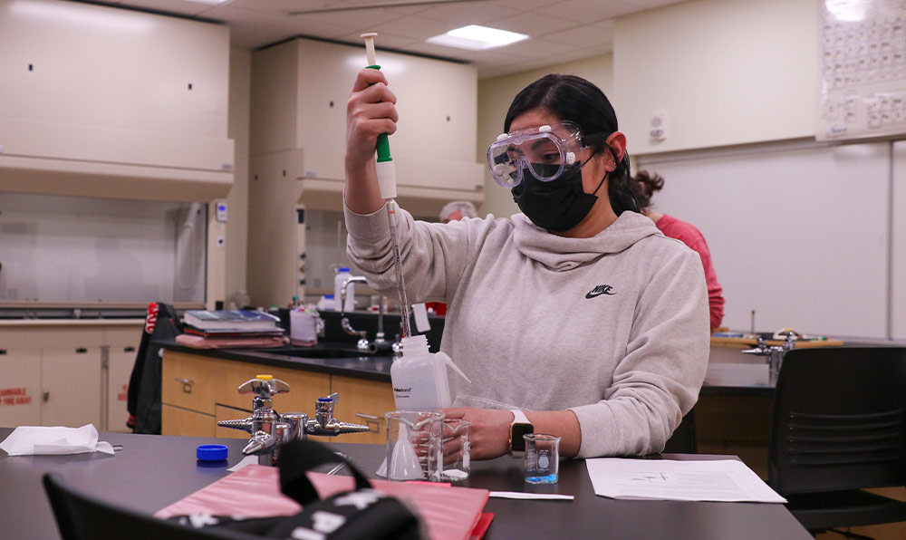 Student in chemistry lab