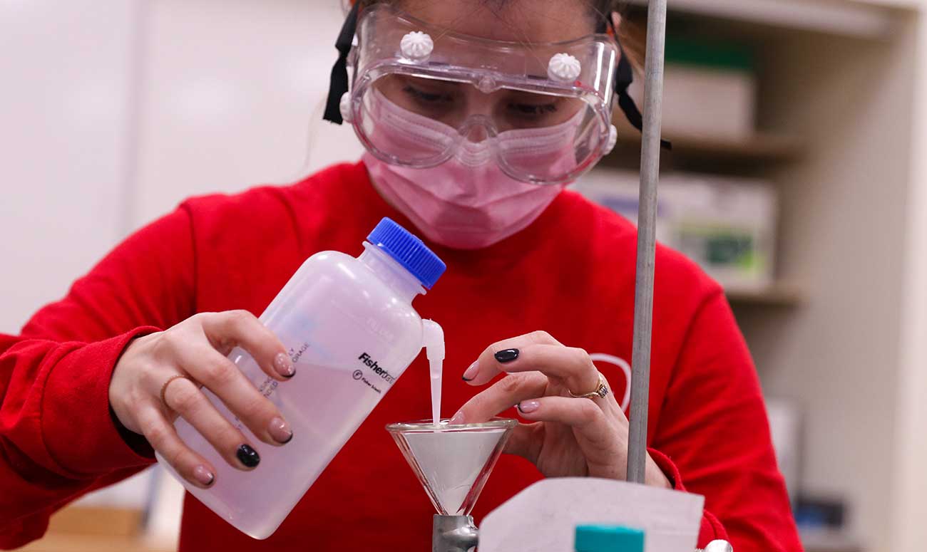 Student in biology lab