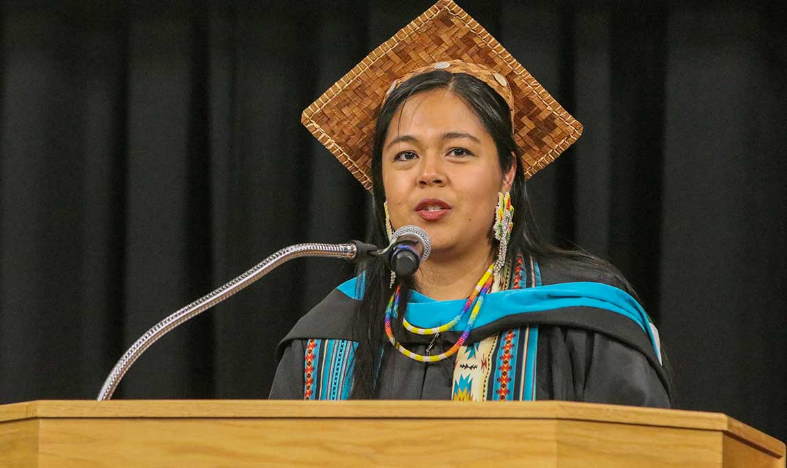 Emily Washines at YVC's 93rd Commencement Ceremony