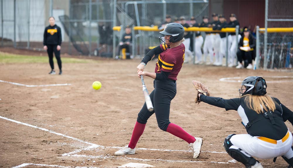 Softball player at bat