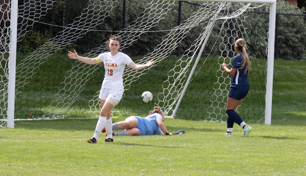 Soccer player celebrates goal