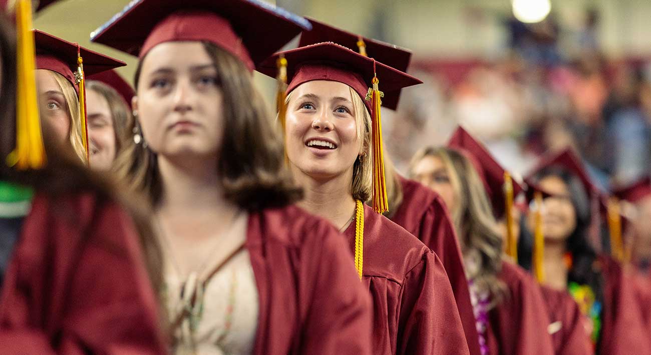 Graduates processing into YVC's 2024 Commencement Ceremony