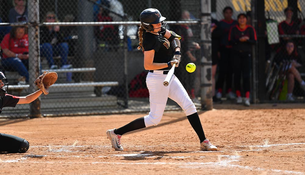 Freshman catcher/infielder Avery Olauson at bat in the NWAC Softball Championships.