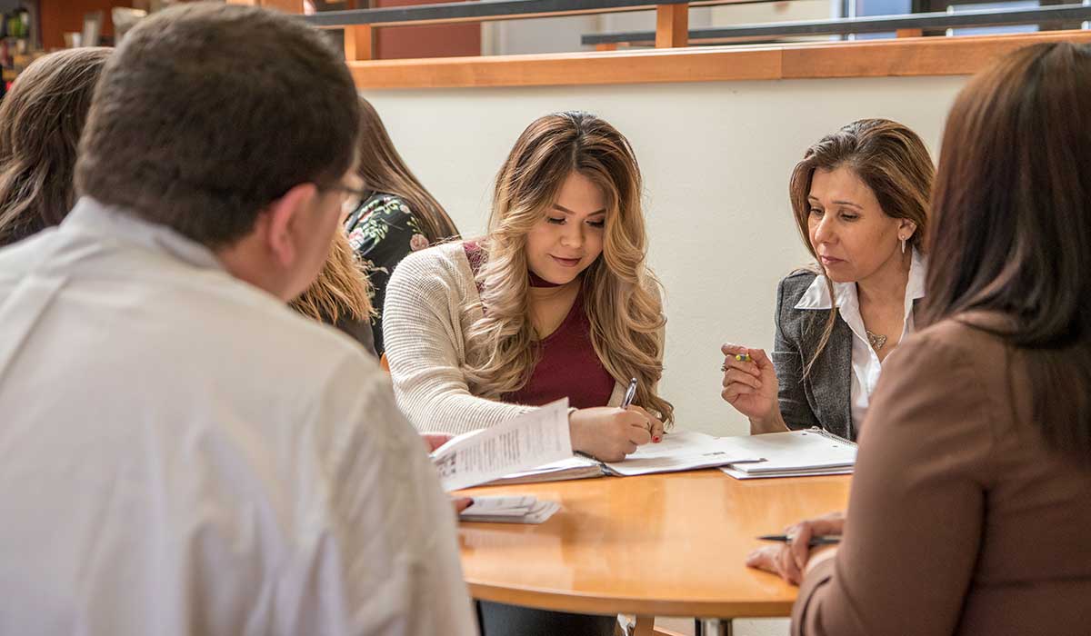 Business Technology students study in Sundquist Lounge