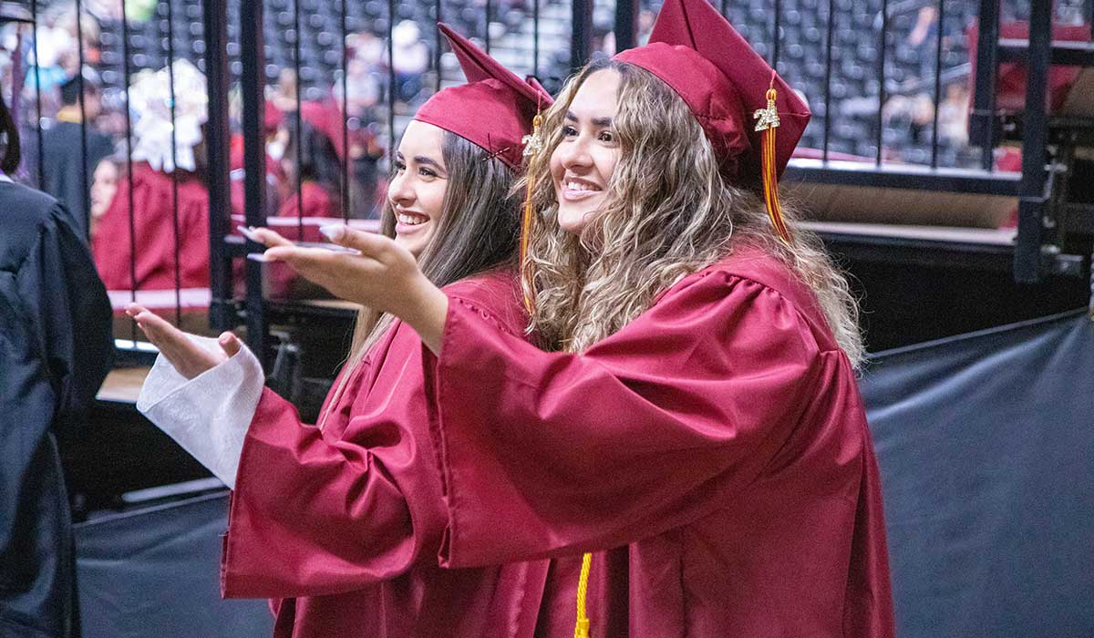 Students at commencement ceremony