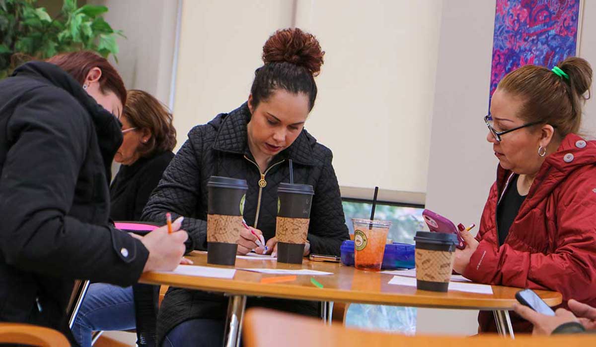 ELA students work on homework in Sundquist Lounge