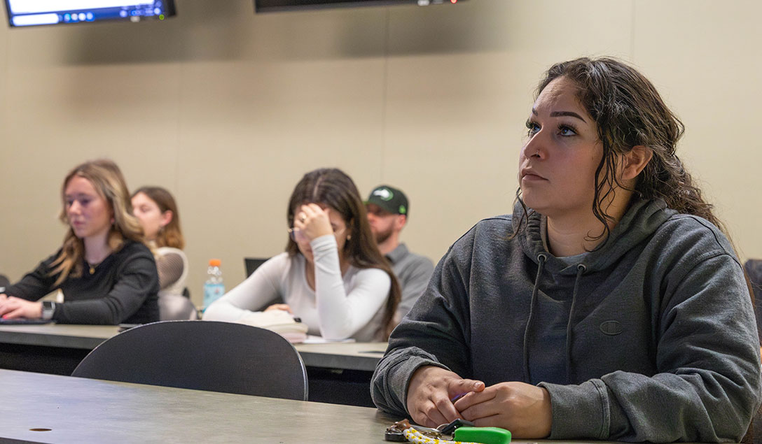 Students listen to a lecture in class