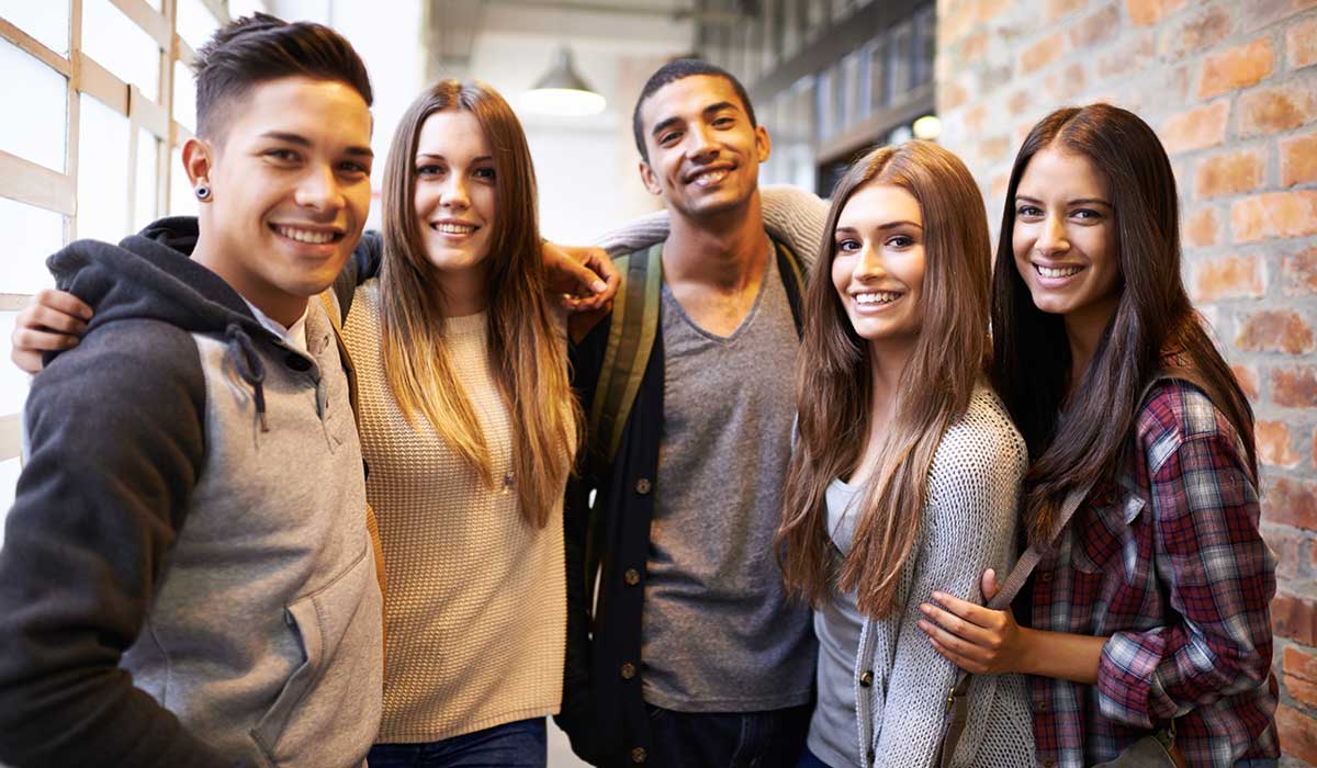 Group of smiling happy students