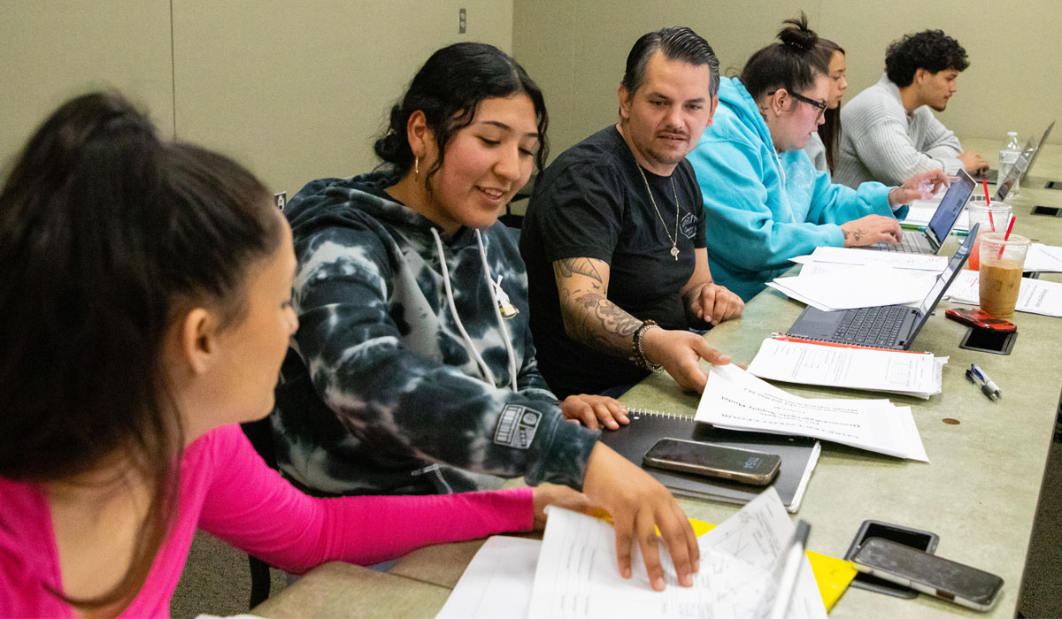 Students working on assignment during class.