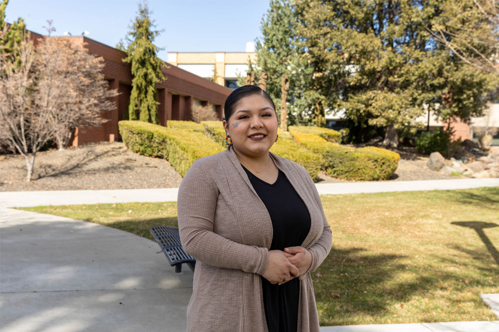 A’Miah Nappo Poses for Student Story Picture on the YVC Campus.