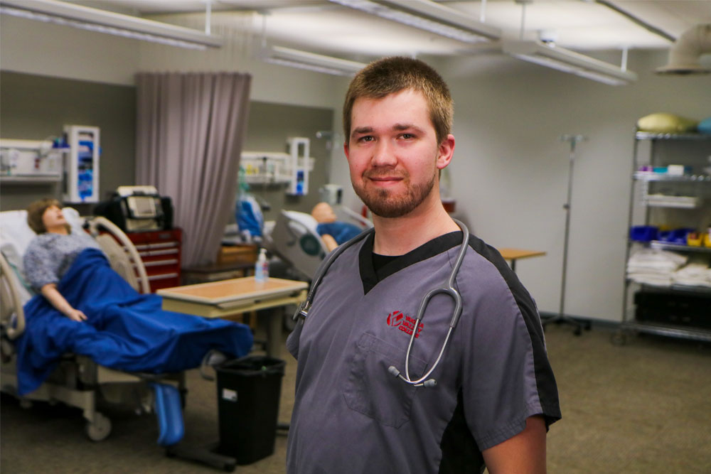 Joseph Gray picture in a YVC Healthcare classroom. 