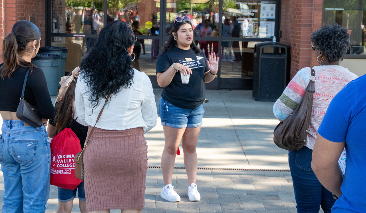 YVC Ambassador leads group opn a tour of YVC.